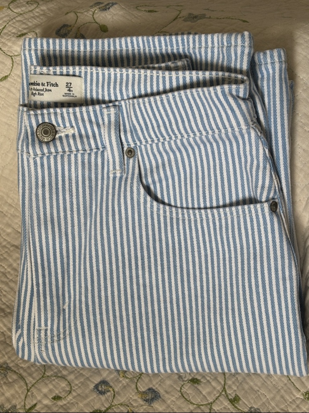 Abercrombie & Fitch Curve Love 90s Relaxed Jeans High Rise Striped Size 27
